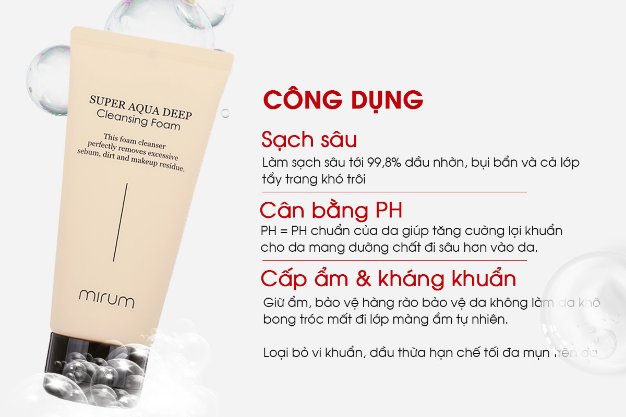 Sữa Rửa Mặt Tạo Bọt Siêu Mịn Mirum, Làm Sạch Sâu, Giữ Ẩm Tốt, Phù Hợp Với Mọi Loại Da, Da Nhạy Cảm