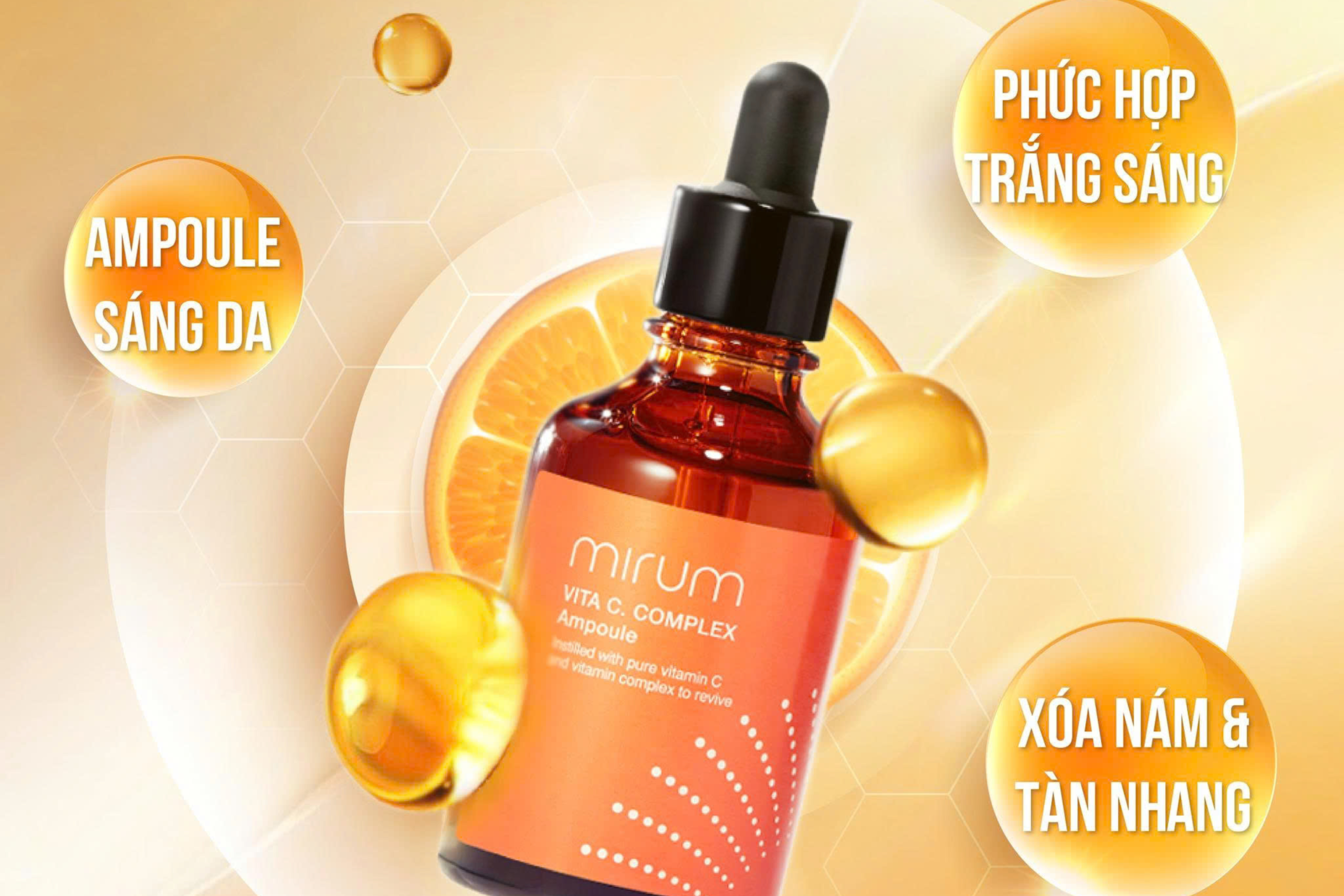 Mirum Vita-C Complex Ampoule – tinh chất trị nám da hiệu quả từ vitamin C nguyên chất.